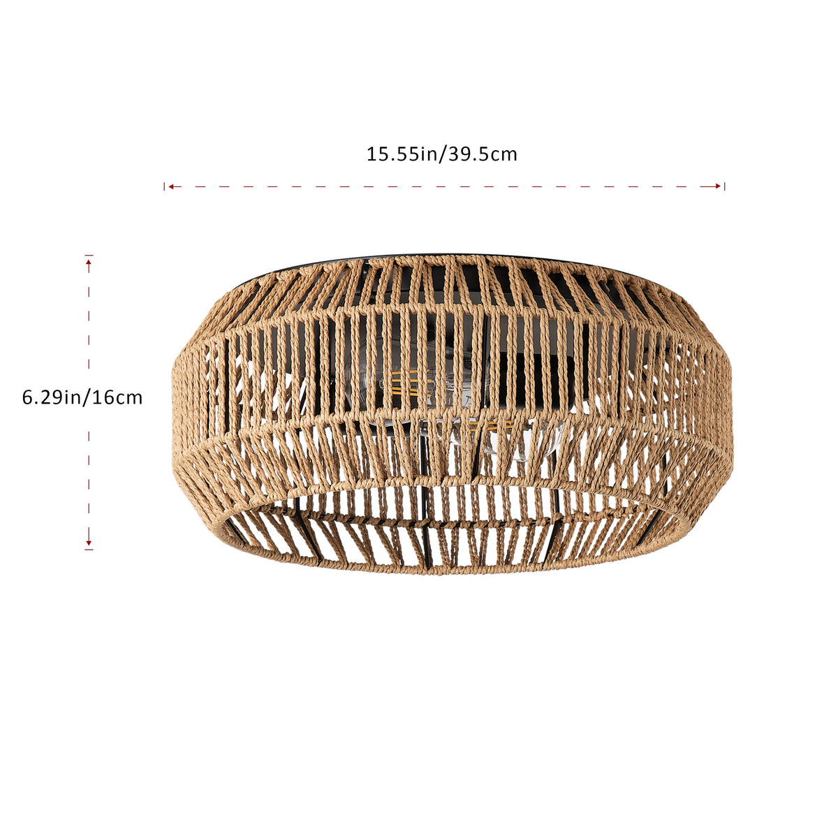2-Lights String Paper Openwork Round Shade Flush Mount Lighting