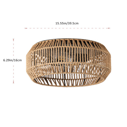 2-Lights String Paper Openwork Round Shade Flush Mount Lighting