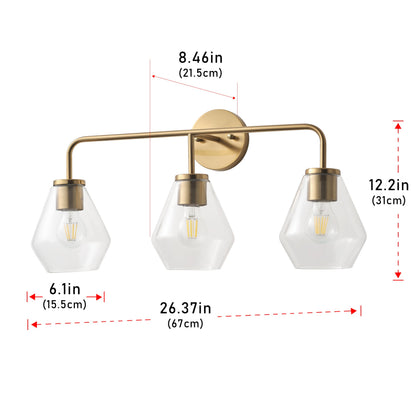 3-Lights Irregular Glass Shade Bathroom Vanity Lighting