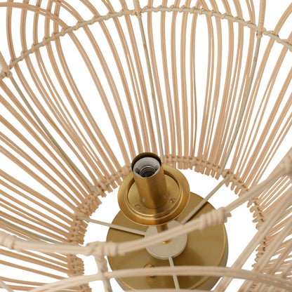 1-Light Boho Rattan Ceiling Light Woven Rattan Semi Flush Mount