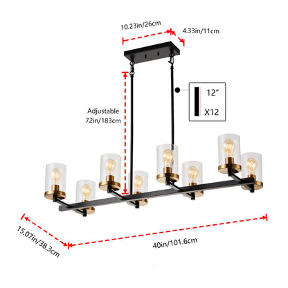 8-Lights Farmhouse Style Dimmable Glass Adjustable Kitchen Island Lights