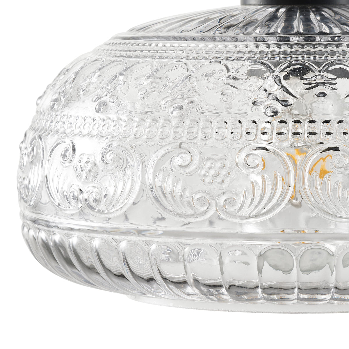 1-Light Industrial Flush Mount, Clear Patterned Glass Dome, Hallway Bedroom Ceiling Light
