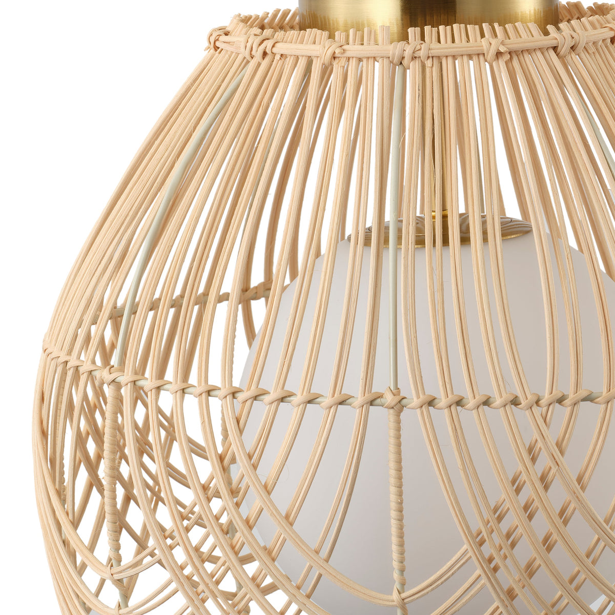 1-Light Boho Rattan Ceiling Light Woven Rattan Semi Flush Mount