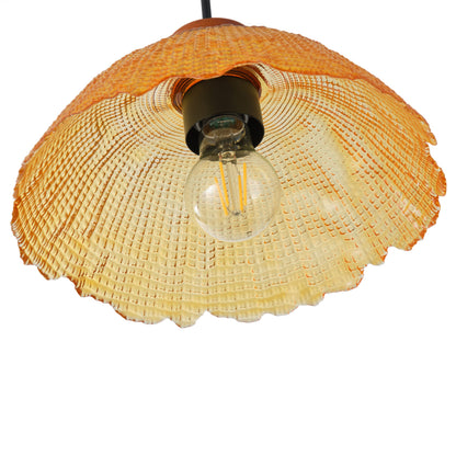 1-Light Vintage Pendant Light Amber Glass Shade Matte Black Farmhouse Kitchen Island