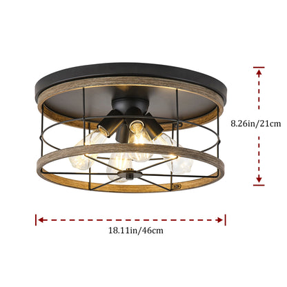 4-Lights Round Metal Frame Openwork Design Flush Mount Lighting