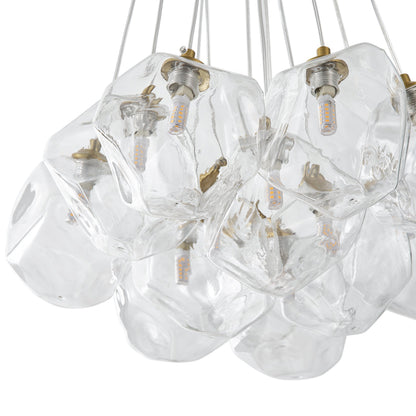 13&19-Light Modern Luxury Glass Globe Chandelier Copper Finish Cluster Pendant Light