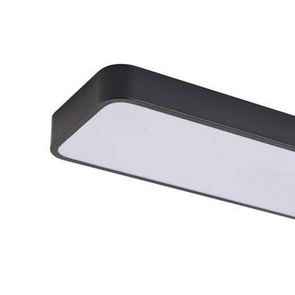 1 Light Scandinavian Style Black Linear Flush Mount Ceiling Light Even Illumination Dimmable