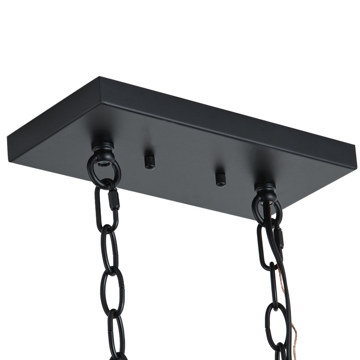 5‑Light Industrial Farmhouse Black Faux Wood  Pendant Light