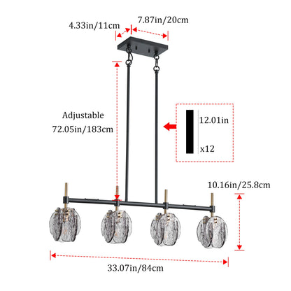 4-Light Modern Anthracite Kitchen Island  Chandelier