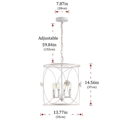 4-Lights Openwork Design Surrounded by Carving White Pendant Lighting
