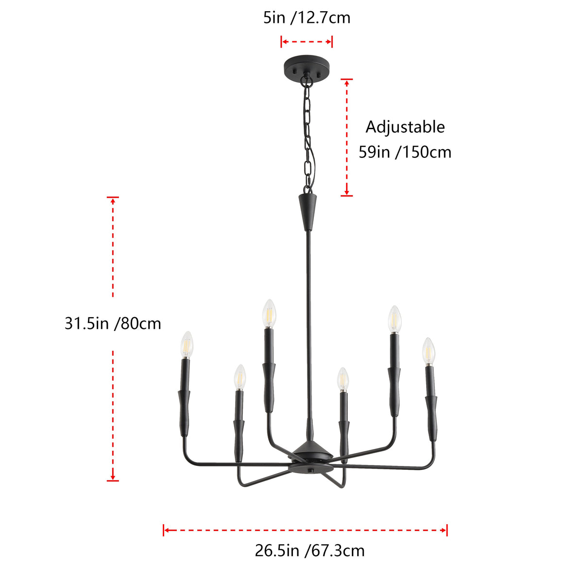 6-Lights & 9-Lights & 16-Lights Small Fresh Candle Shaped Dimmable Chandelier
