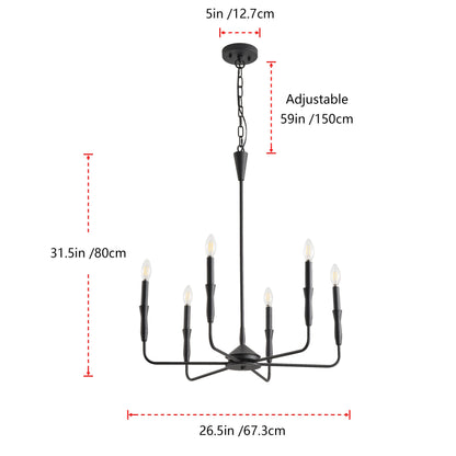 6-Lights & 9-Lights & 16-Lights Small Fresh Candle Shaped Dimmable Chandelier