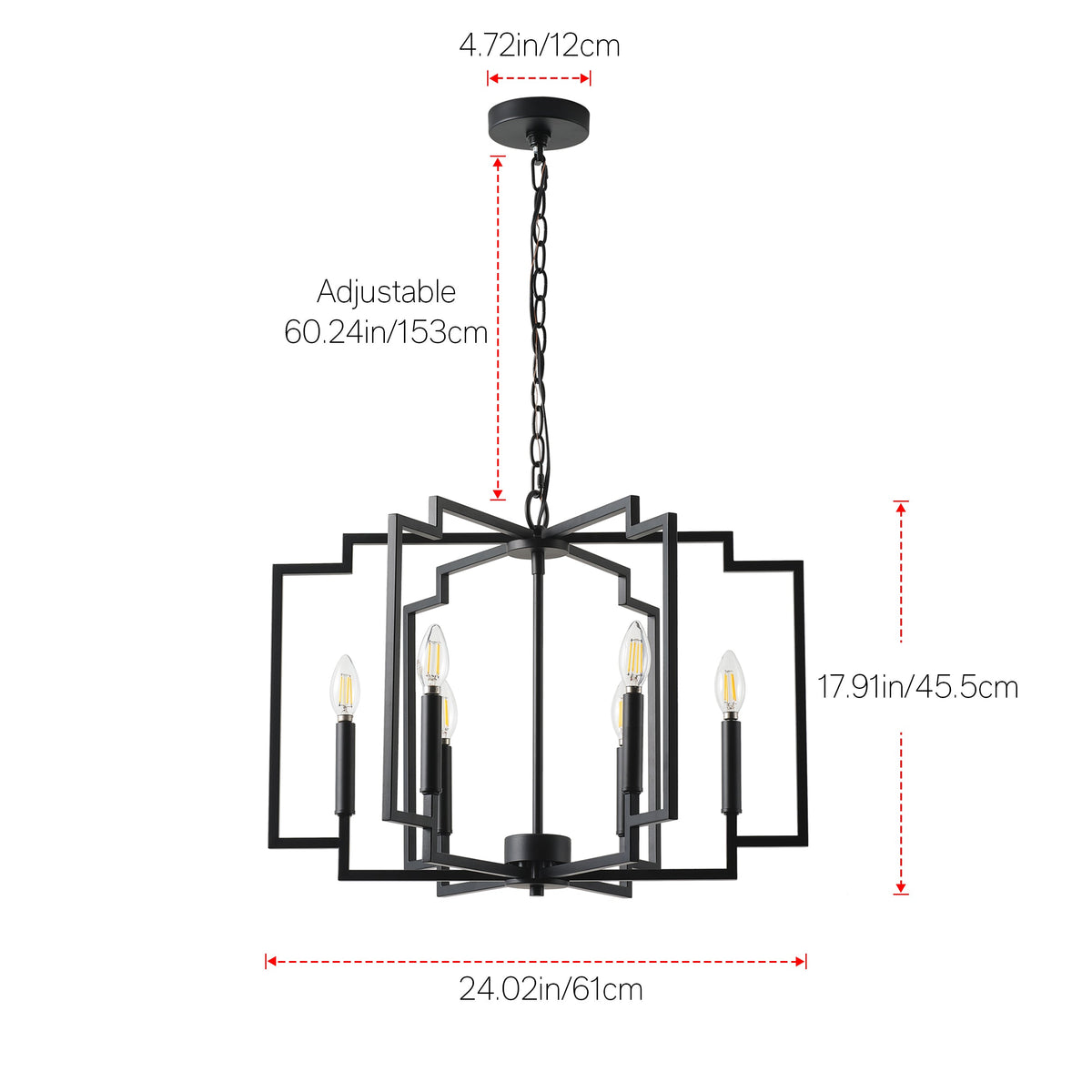 6-Light Modern Black Geometric Pendant Light