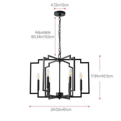 6-Light Modern Black Geometric Pendant Light