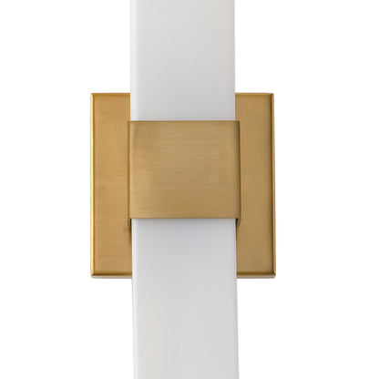 2-Light Contemporary Wall Sconce Linear Bar Brushed Brass Opal Diffuser ETL