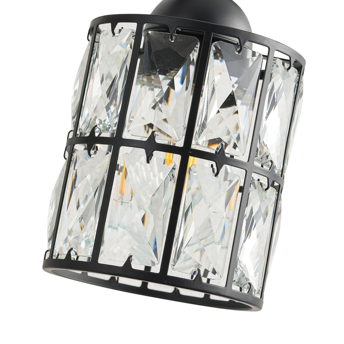 3-Light Industrial Black Crystal Vanity Light Fixture