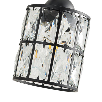 3-Light Industrial Black Crystal Vanity Light Fixture