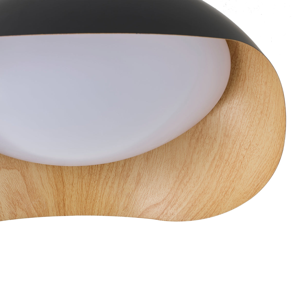 1-Light Modern Irregular LED Ceiling Light Matte Black Wood Grain