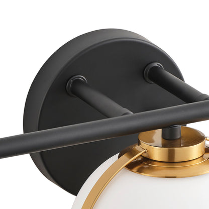 Modern Minimalist Vanity Light Dewdrop Black And Gold Globe Frosted Glass For Bathroom