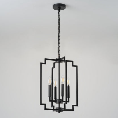 4-Light Modern Black Geometric Pendant Light