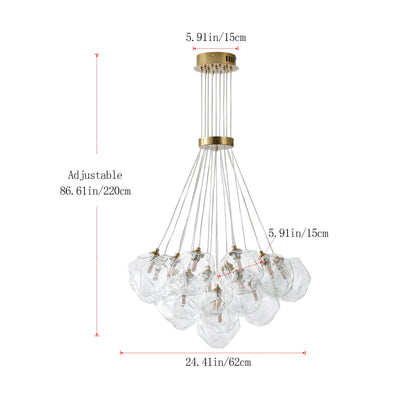 13&19-Light Modern Luxury Glass Globe Chandelier Copper Finish Cluster Pendant Light