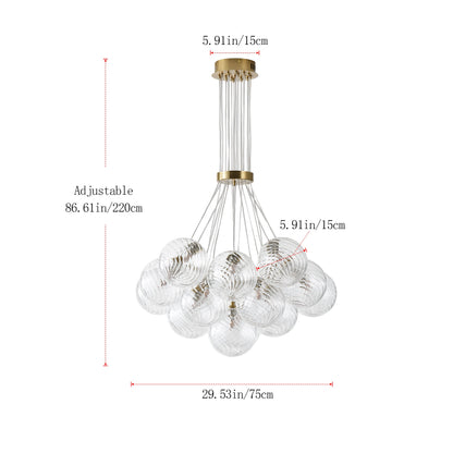13&19-Light Modern Luxury Glass Globe Chandelier Copper Finish Cluster Pendant Light
