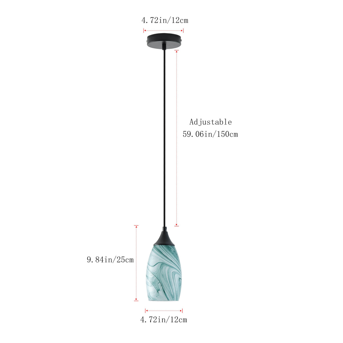 1-Light Modern Art Glass Pendant Marble Shade for Kitchen Island