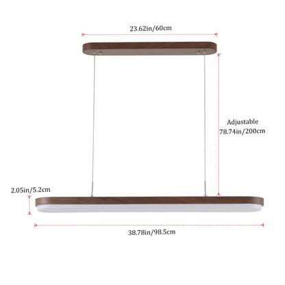 1-Light Contemporary Linear Pendant Long Slim Hanging Light Dimmable