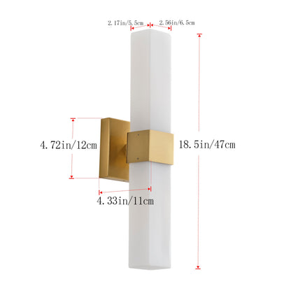 2-Light Contemporary Wall Sconce Linear Bar Brushed Brass Opal Diffuser ETL
