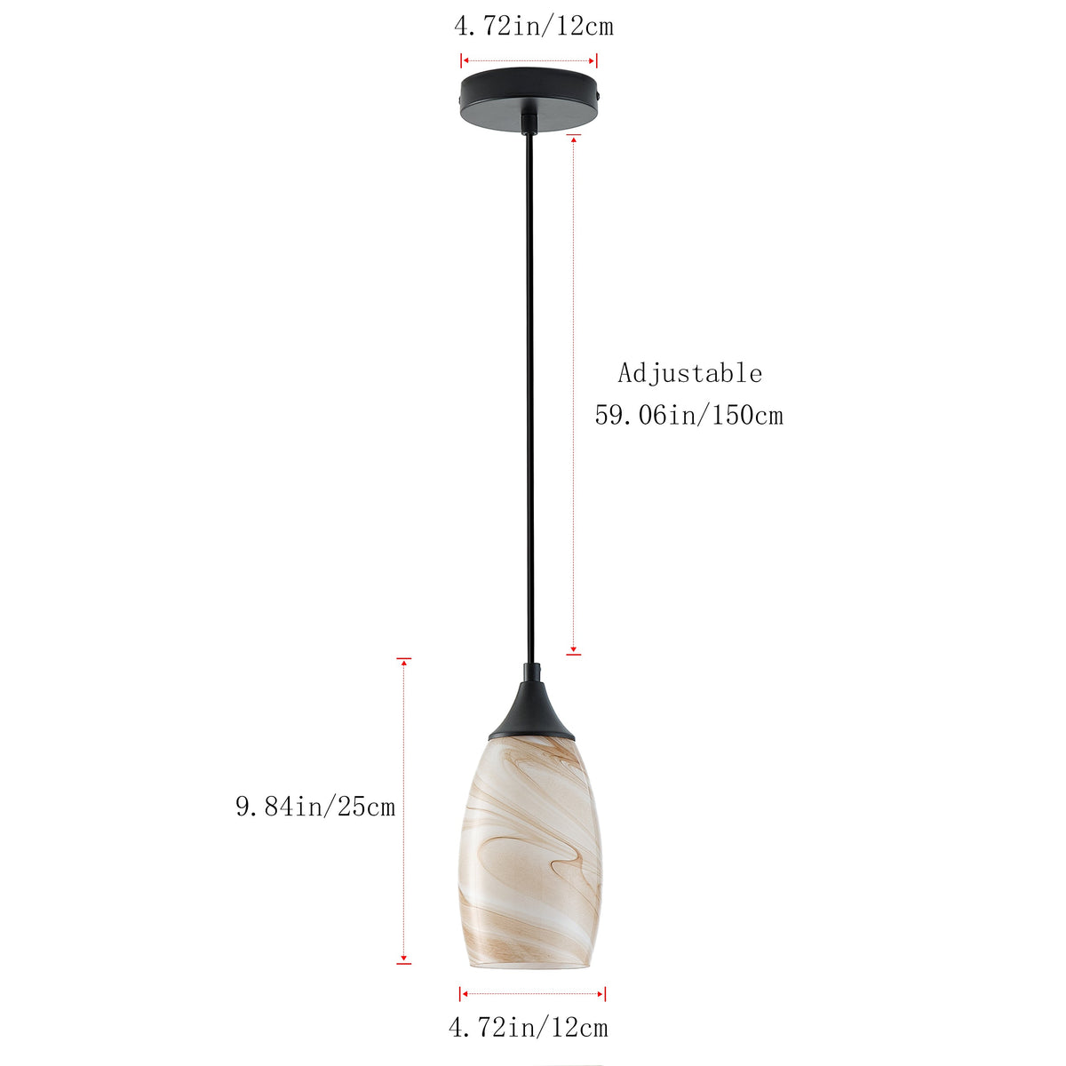 1-Light Modern Art Glass Pendant Marble Shade for Kitchen Island