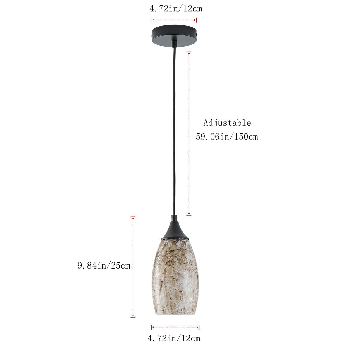 1-Light Modern Art Glass Pendant Marble Shade for Kitchen Island