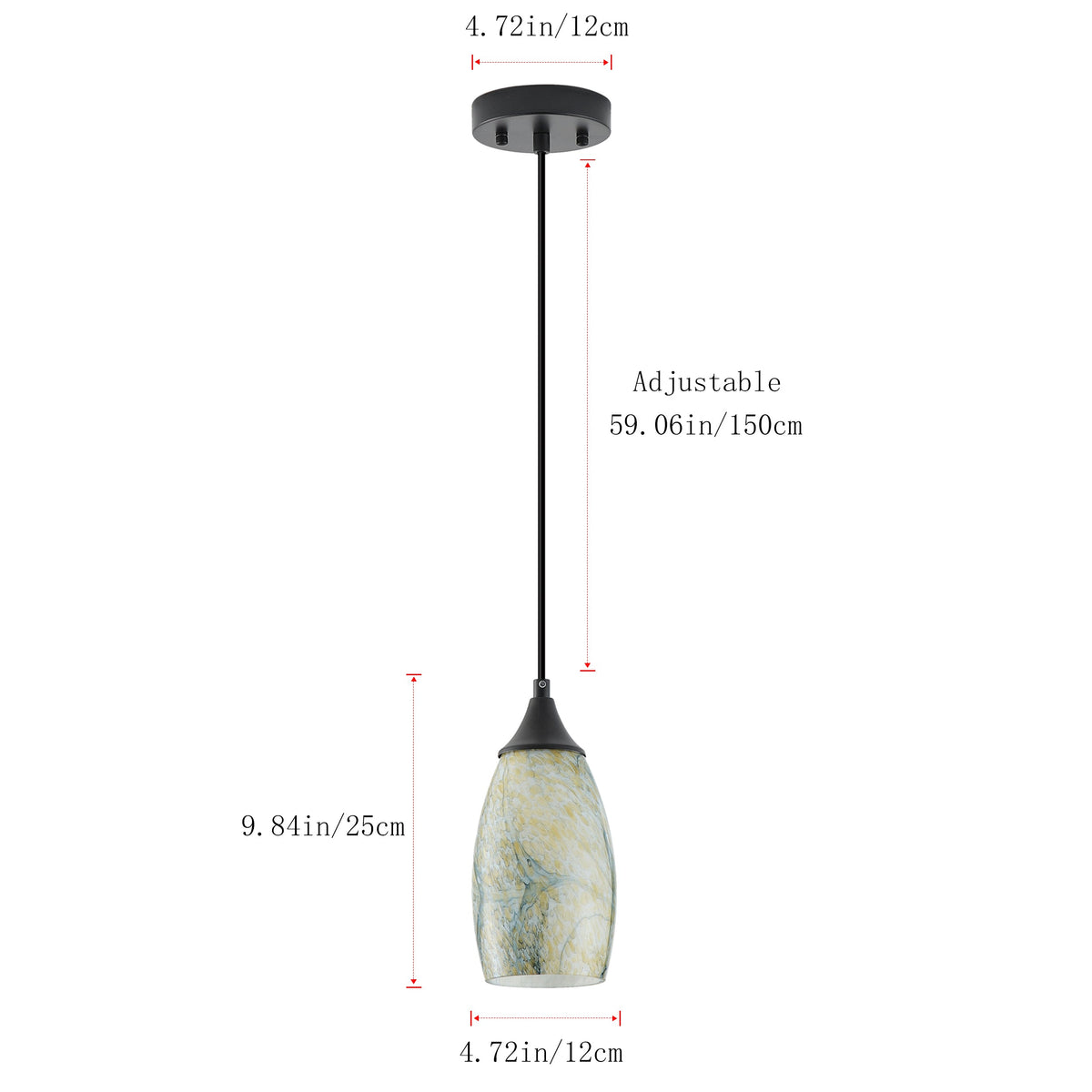 1-Light Modern Art Glass Pendant Marble Shade for Kitchen Island