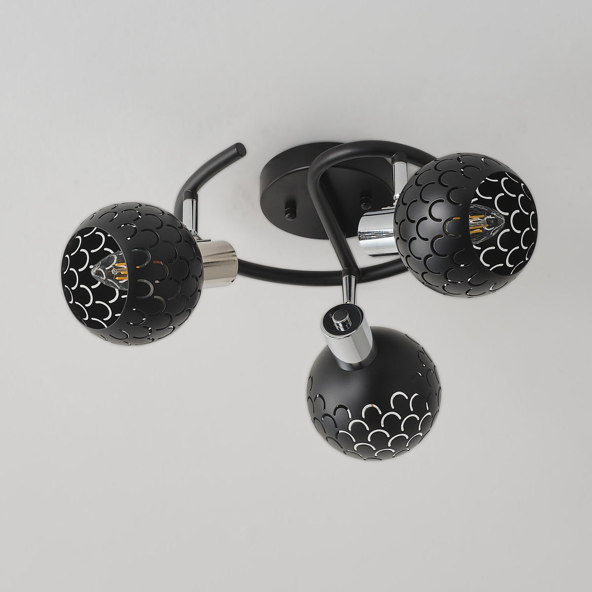 3-Light Modern Black Ceiling Semi-Recessed Spotlight