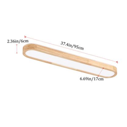 1-Light Scandinavian Ceiling Light Long Oval LED Linear Flush Mount