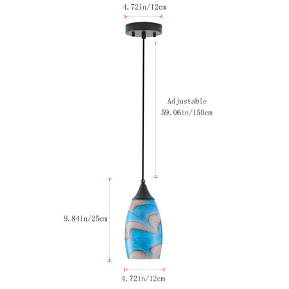 1-Light Modern Art Glass Pendant Marble Shade for Kitchen Island