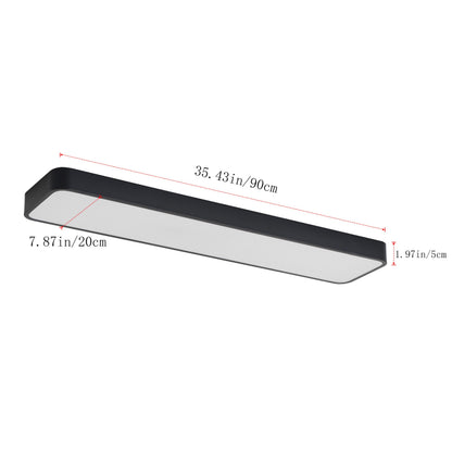 1 Light Scandinavian Style Black Linear Flush Mount Ceiling Light Even Illumination Dimmable