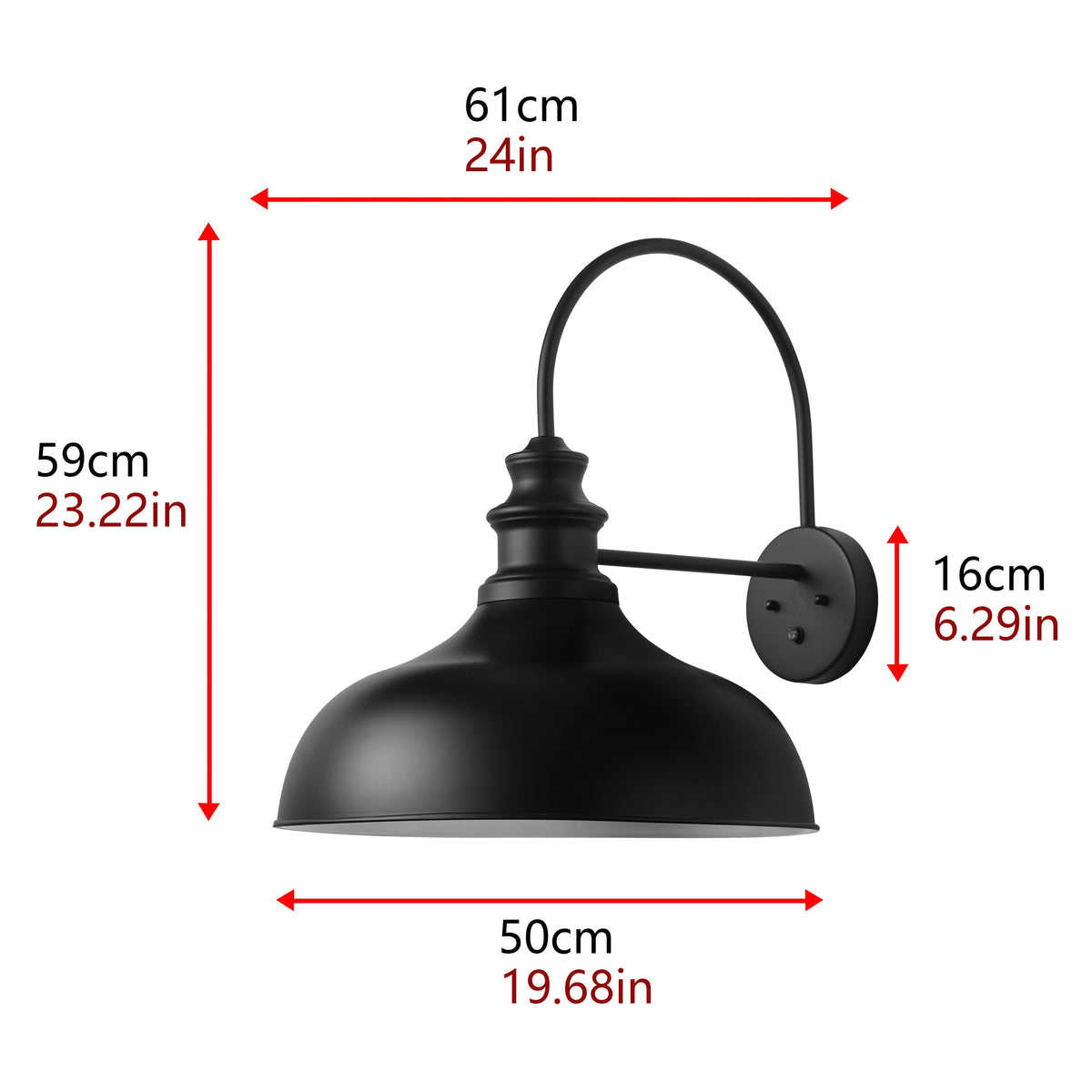 1-Light Dome Metal Design Oversize Outdoor Wall Lights
