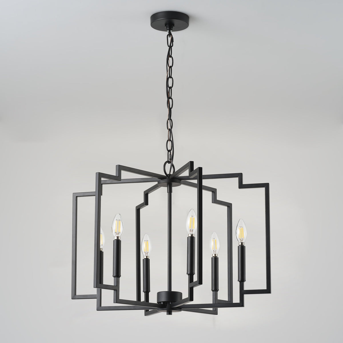 6-Light Modern Black Geometric Pendant Light