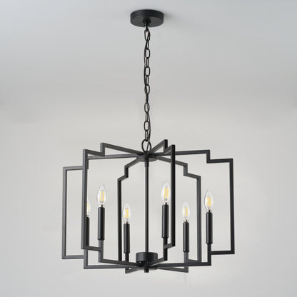 6-Light Modern Black Geometric Pendant Light