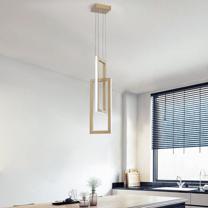 2-Lights Two Rectangle Stacked LED Chandelier