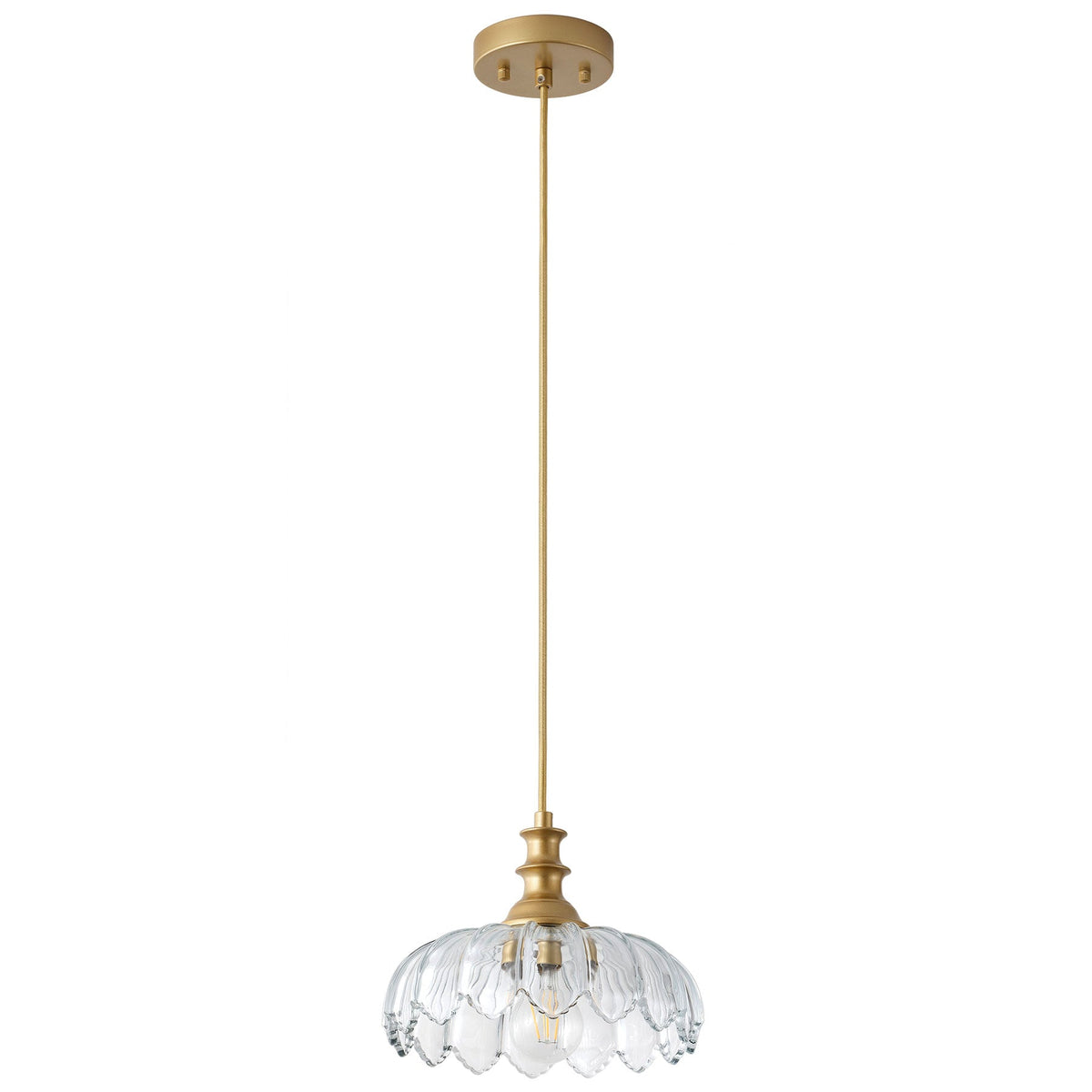 1-Light Amber/ Green/ Clear Vintage Petal Glass Pendant Light