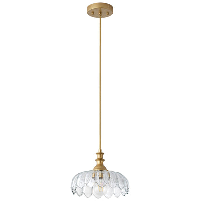 1-Light Amber/ Green/ Clear Vintage Petal Glass Pendant Light