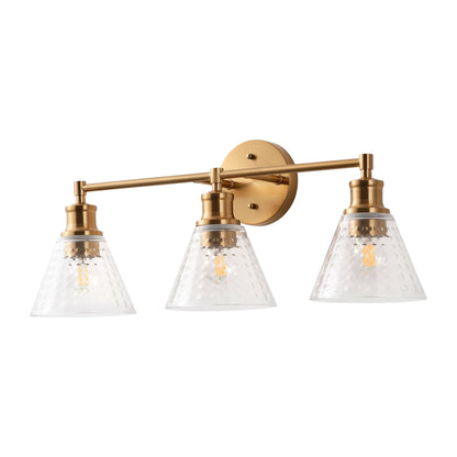 3-Lights & 4-Lights Antique Brass Glass Bathroom Vanity Light