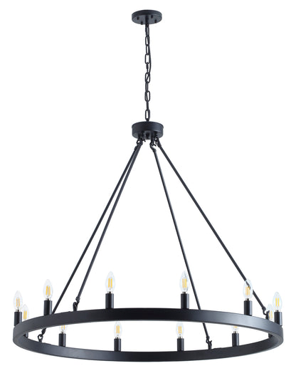 12-Lights Vintage Wagon Wheel Chandelier