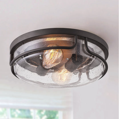 2-Lights Metal Frame with Glass Flush Mount Lighting