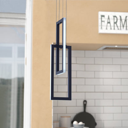 2-Lights Two Rectangle Stacked LED Chandelier