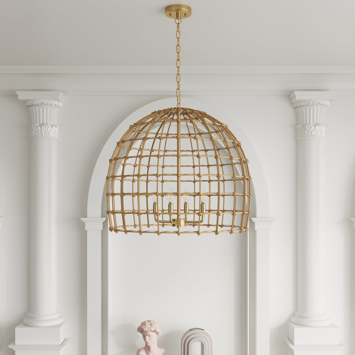 4-Lights Bell Shape with Sturdy Metal Frame Bohemia Pendant Lighting