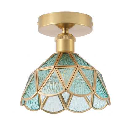 1-Light Brass Flower Ceiling Light for Bedroom