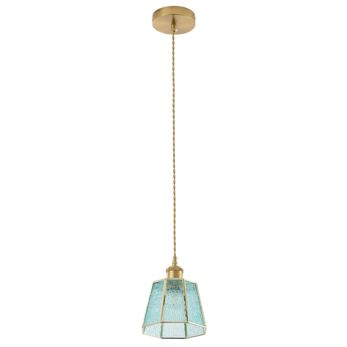 1-Light Blue Glass Pendant Light for Kitchen Island
