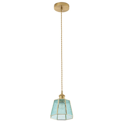 1-Light Blue Glass Pendant Light for Kitchen Island